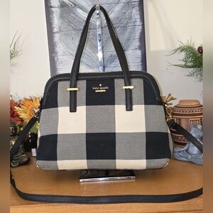 Kate Spade Cameron Street Margot Satchel Bag - black and white plaid.  EUC